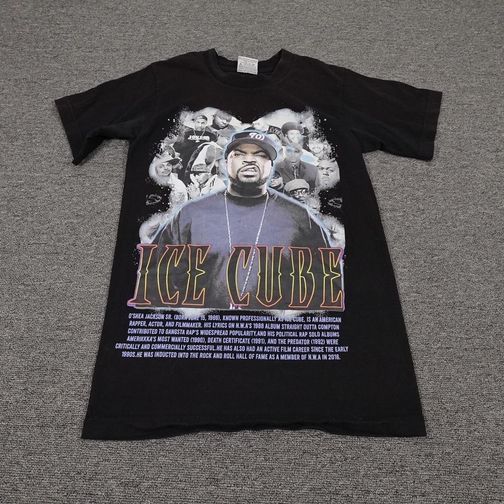 Ice Cube Graphic Tee Mens Small Black Hip Hop Rap Shirt Short Sleeve Streetwear